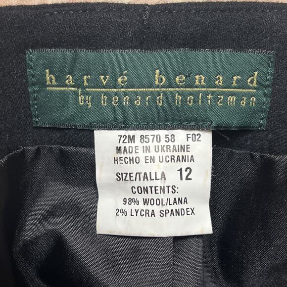 Vintage 90s Harve Benard Wool Pencil Skirt Black Midi Ukrainian Dark Academia - Picture 3 of 5